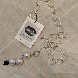 Sterling silver necklace with vintage faux pearls
